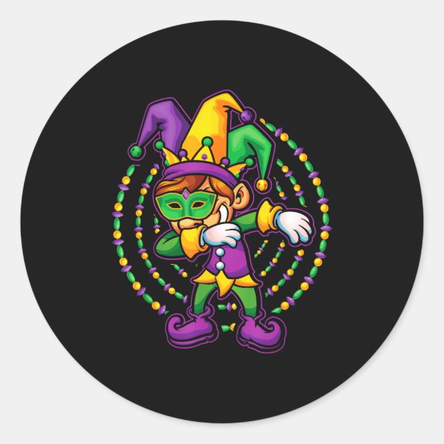 Sticker Rond Mardi Gras Dabbing Boys Kids Gift Funny New Orlean (Devant)