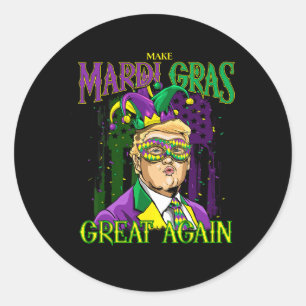 Sticker Rond Mardi Gras Donald Trump Mardi Gras Américain