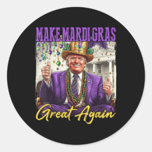 Sticker Rond Mardi Gras Donald Trump Mardi Gras Américain