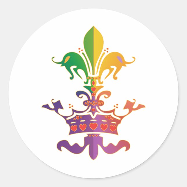 Sticker Rond Mardi Gras Fleur de Crown (Devant)