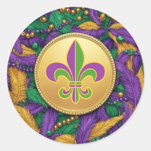 Sticker Rond Mardi Gras Fleur de lis