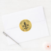 Sticker Rond Mardi Gras Fleur-de-lis Arlequin Ajouter une année (Enveloppe)