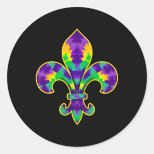 Sticker Rond Mardi Gras Fleur De Lis Tie Dye Nouvelle-Orléans