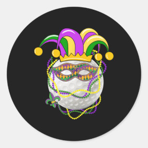Sticker Rond Mardi Gras Golf Costume Mardi Gras Beads Jester Ha
