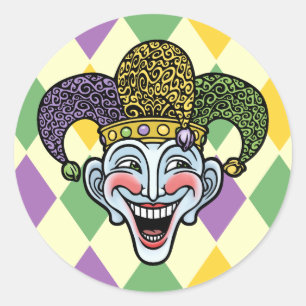 Sticker Rond Mardi Gras Jester