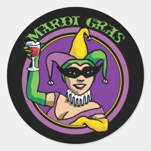 Sticker Rond Mardi Gras Jester
