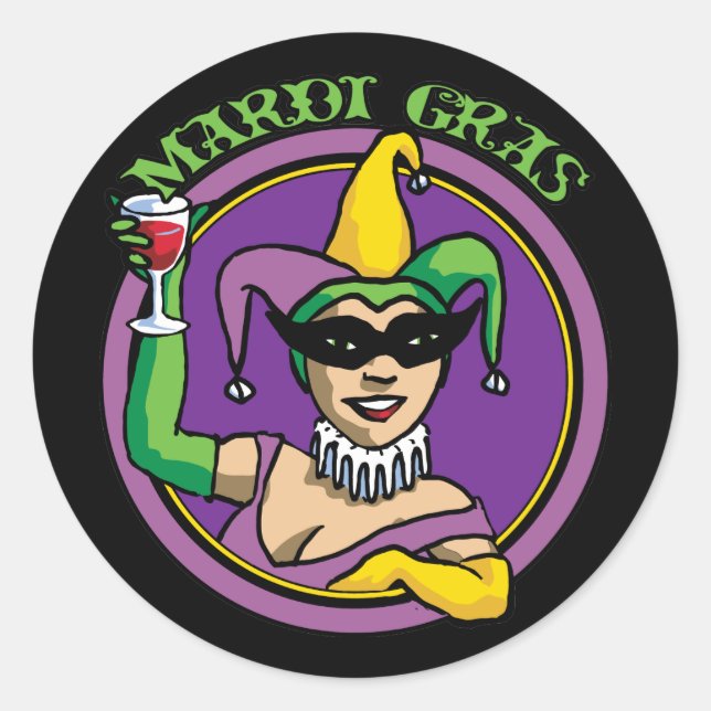 Sticker Rond Mardi Gras Jester (Devant)