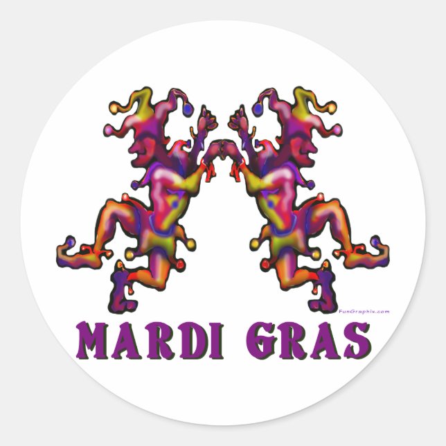 Sticker Rond Mardi Gras Jesters (Devant)