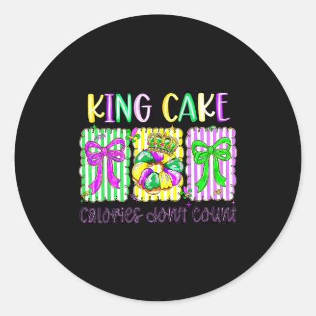 Sticker Rond Mardi Gras King Cake Coquette Bow Girl Women Carni (Devant)