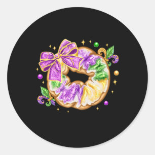 Sticker Rond Mardi Gras King Cake Nouvelle-Orléans Fleur De Lis