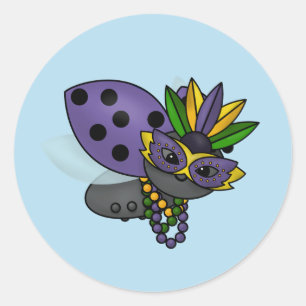 Sticker Rond Mardi Gras Ladybug