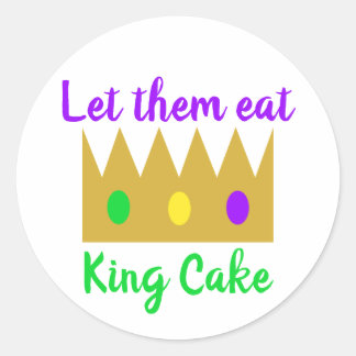 Sticker Rond Mardi Gras Les Laisse Manger King Cake Crown