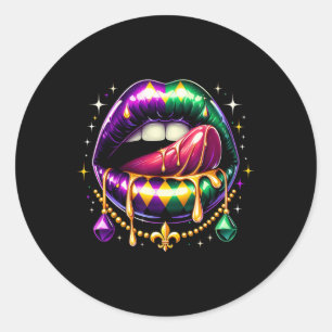 Sticker Rond Mardi Gras Lèvres Carnival Nouvelle-Orléans 2025 H