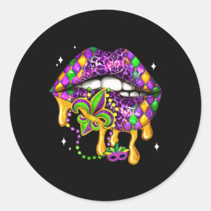 Sticker Rond Mardi Gras Lip Femmes Costume Drôle Pour Femmes Fi