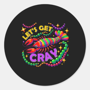 Sticker Rond Mardi Gras Lit Cray Crawfish Carnival Parade