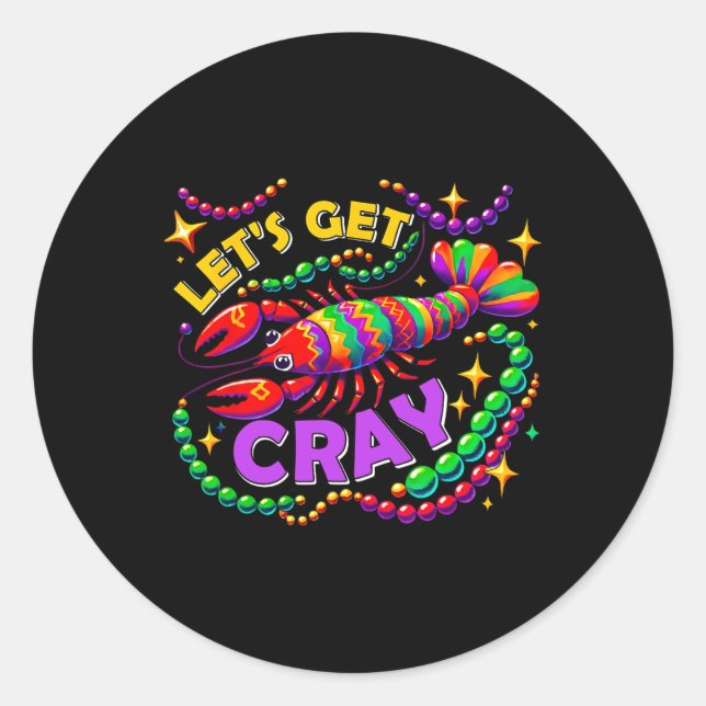 Sticker Rond Mardi Gras Lit Cray Crawfish Carnival Parade (Devant)