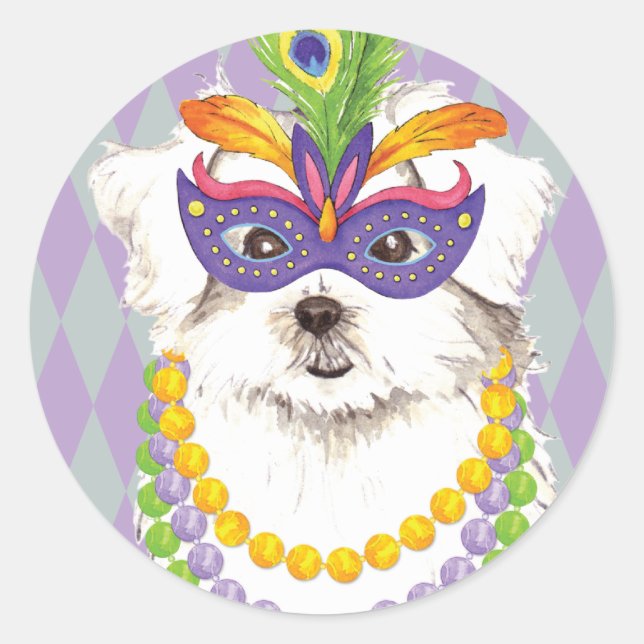 Sticker Rond Mardi Gras Maltese (Devant)