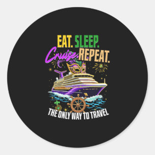 Sticker Rond Mardi Gras Manger Dormir Croisière Nouvelle-Orléan