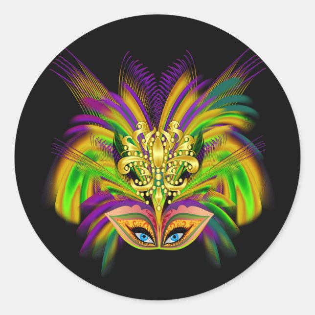 Sticker Rond Mardi-Gras-Mask-The-Queen-V-2 (Devant)