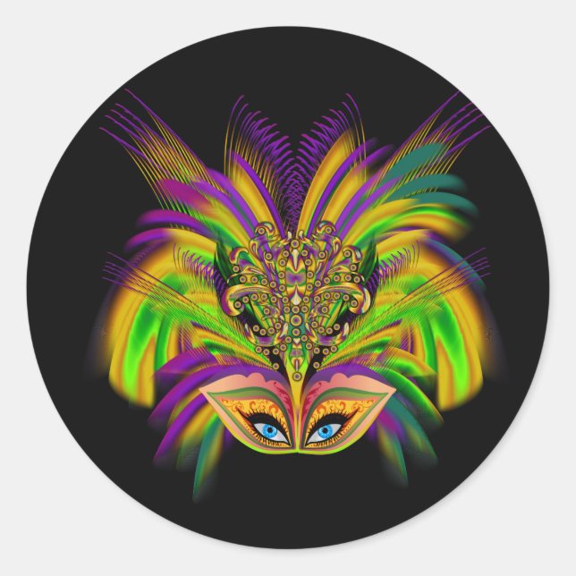 Sticker Rond Mardi-Gras-Mask-The-Queen-V-3 (Devant)
