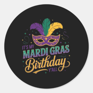 Sticker Rond Mardi Gras Masque d'anniversaire C'est mon Mardi G