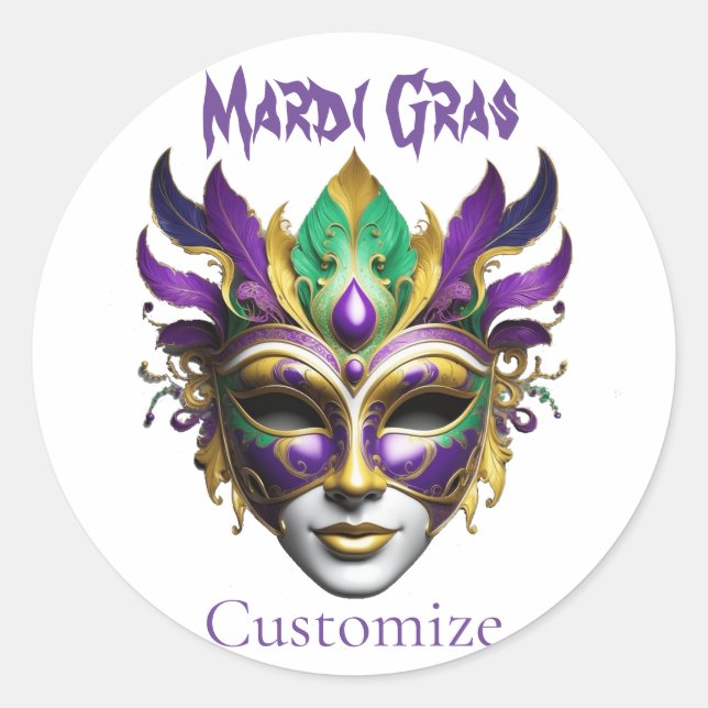 Sticker Rond Mardi Gras Masque Thunder_Cove (Devant)