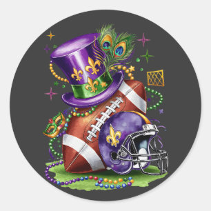Sticker Rond Mardi Gras Mix American football Costume Festive