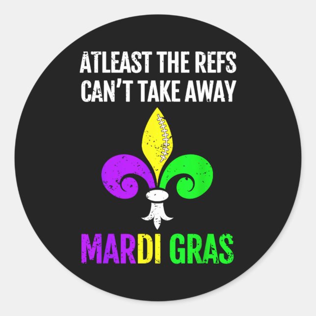 Sticker Rond Mardi Gras New Orleans Funny Football Gift  (Devant)