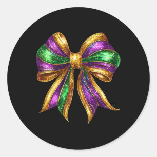 Sticker Rond Mardi Gras Nœud Coquette Nœud Mardi Gras La Nouvel
