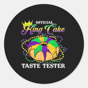 Sticker Rond Mardi Gras Officiel King Tester Taste De Gâteau Dr