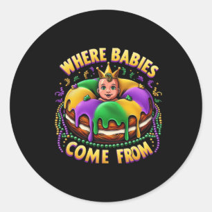 Sticker Rond Mardi Gras Où Les Bybies Viennent Du King Cake 2