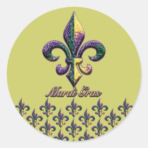 Sticker Rond Mardi Gras perle Fleur de lis 2