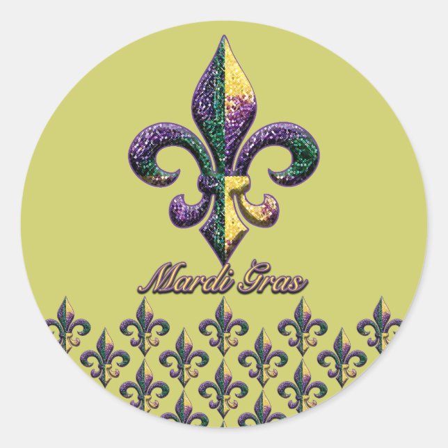 Sticker Rond Mardi Gras perle Fleur de lis 2 (Devant)