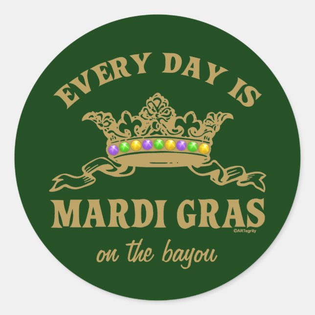 Sticker Rond Mardi Gras personnalisable (Devant)