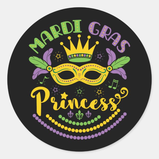 Sticker Rond Mardi Gras Princesse (Devant)