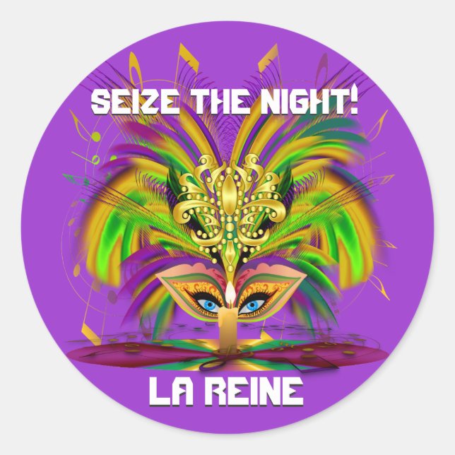 Sticker Rond Mardi Gras Queen Afficher les notes S'il vous plaî (Devant)