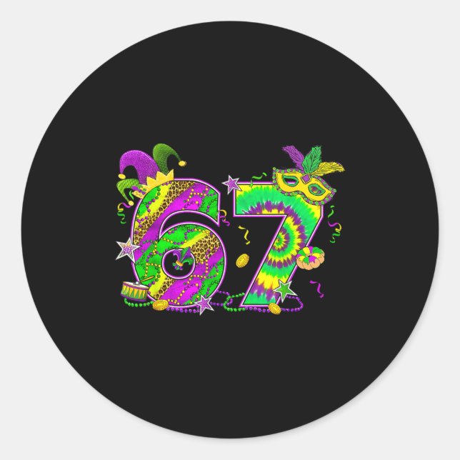 Sticker Rond Mardi Gras Six Seven 6 7 Matching Costume Couple M (Devant)