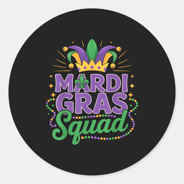 Sticker Rond Mardi Gras Squad Matching Group Cruise Crew Party  (Devant)