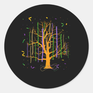 Sticker Rond Mardi gras Tree Beads Nouvelle-Orléans 2022 Waterc
