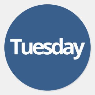 Sticker Rond Mardi jour fournitures simple marine blanc