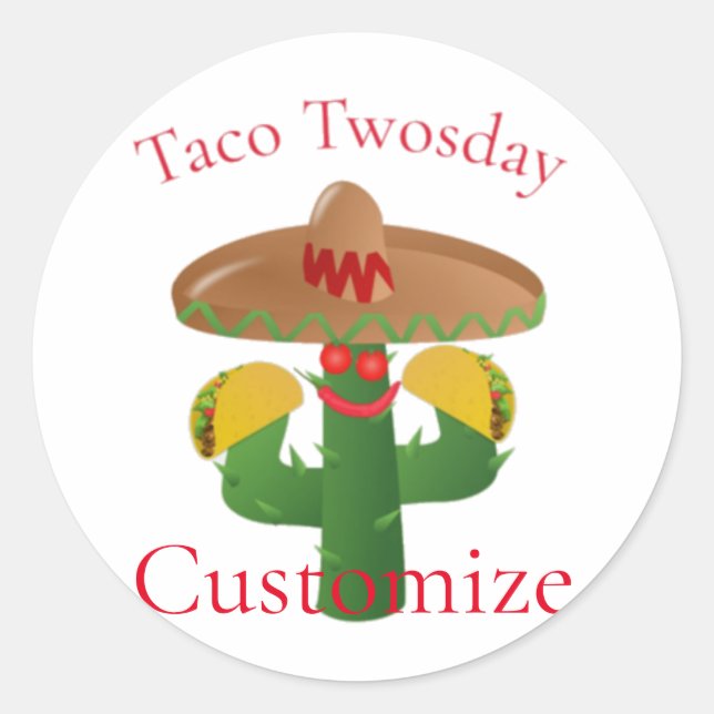 Sticker Rond Mardi Taco Saguaro Cactus Thunder_Cove (Devant)
