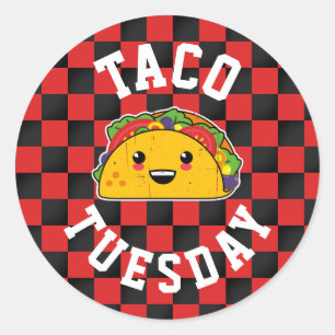Sticker Rond Mardi Taco ! Yummy Kawaii Taco Faux