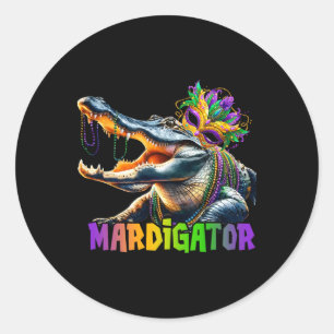 Sticker Rond Mardigator Mardi Gras Alligator Costume Hommes Fem