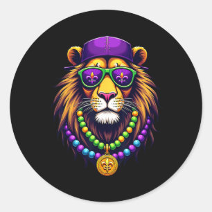 Sticker Rond Mardigator Mardi Gras Costume Lion Hommes Femmes M