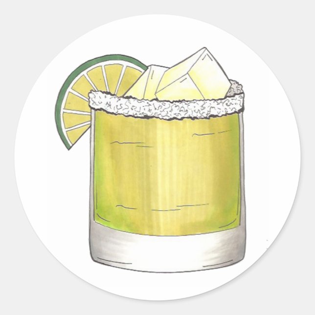 Sticker Rond Margarita Cocktail Bar en verre Boisson mixte Lime (Devant)