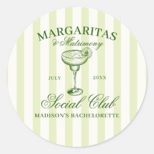 Sticker Rond Margaritas et Matrimony Vert rayé