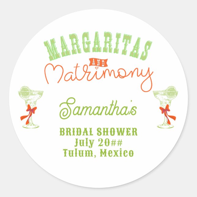 Sticker Rond Margaritas & Matrimony Tulum Enterrement de Vie de (Devant)