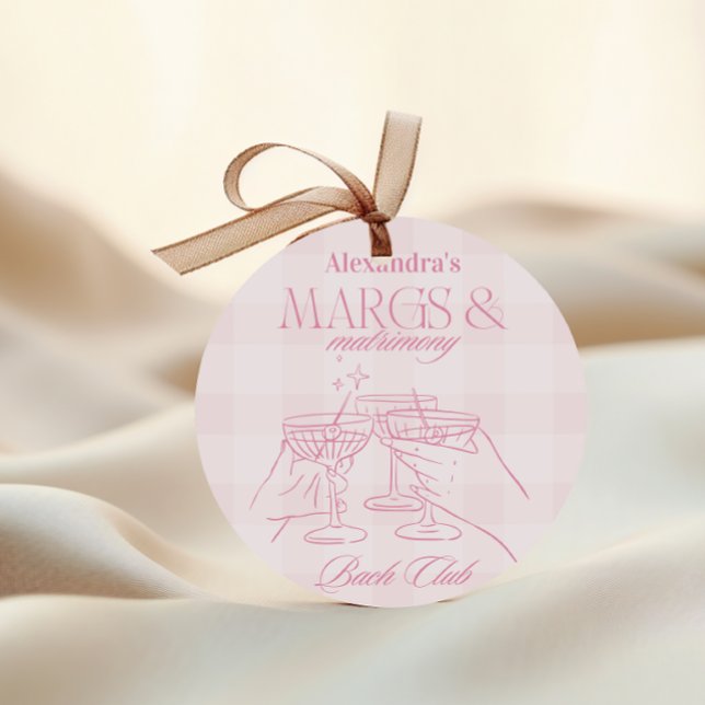 Sticker Rond Marges Roses Et Bachelorette De Mariage (Créateur téléchargé)