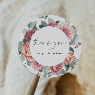 Sticker Rond MARGOT Blush Rose Pâle Fleurie Jardin Bohème