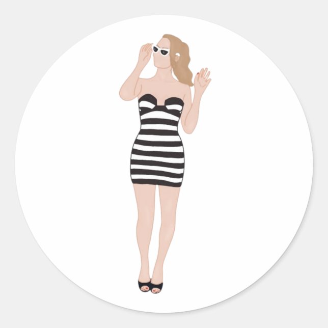 Sticker Rond Margot Robbie en Barbie originale (Devant)